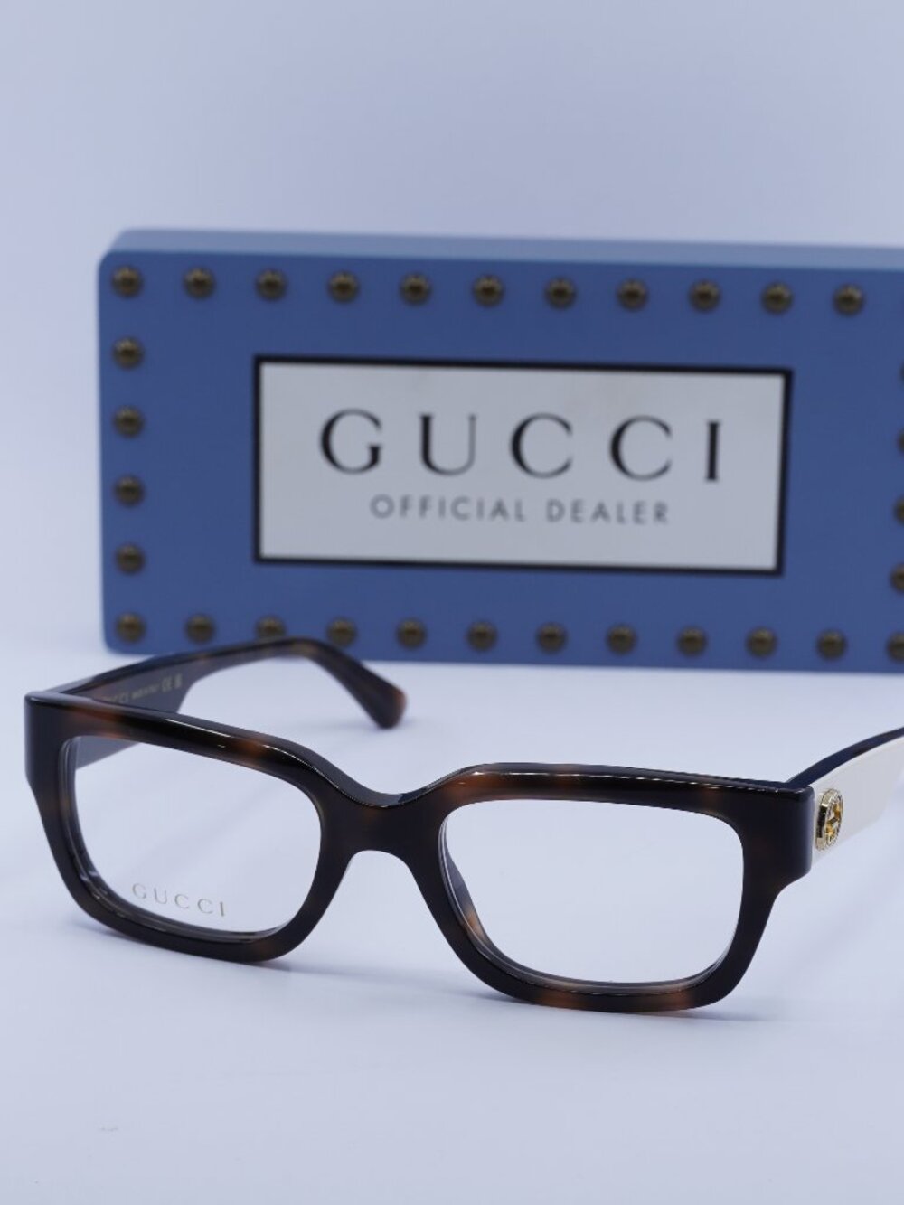 Gucci GG1666O 007 Square Eyeglasses 53mm - Havana with White